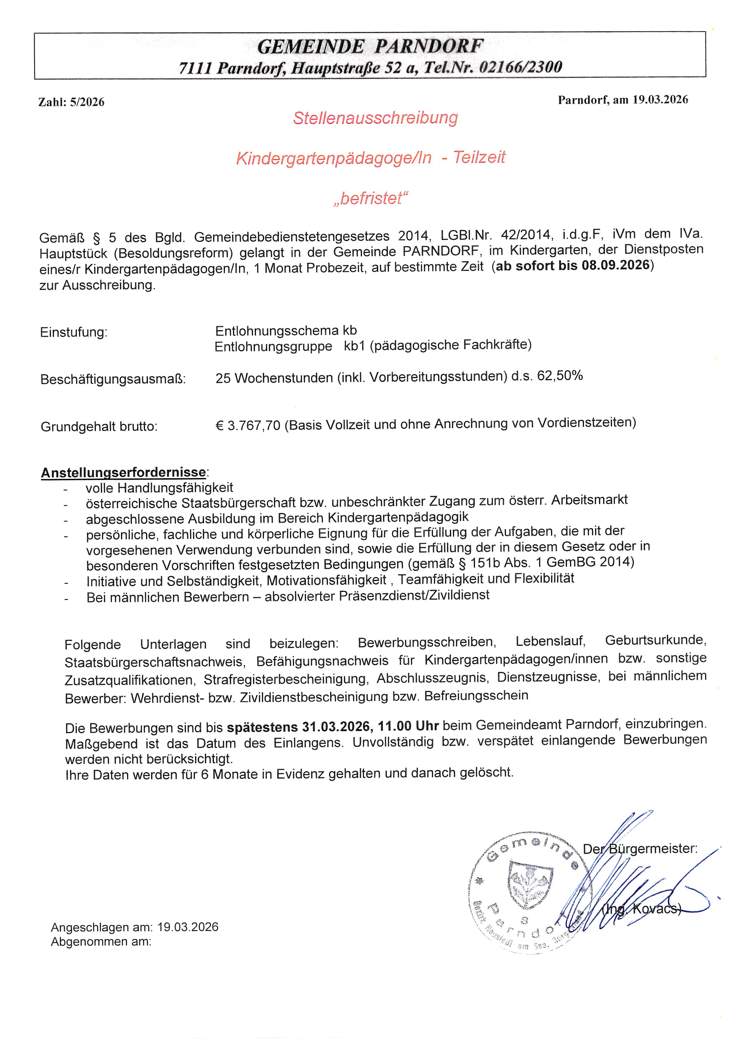 Stellenausschreibung