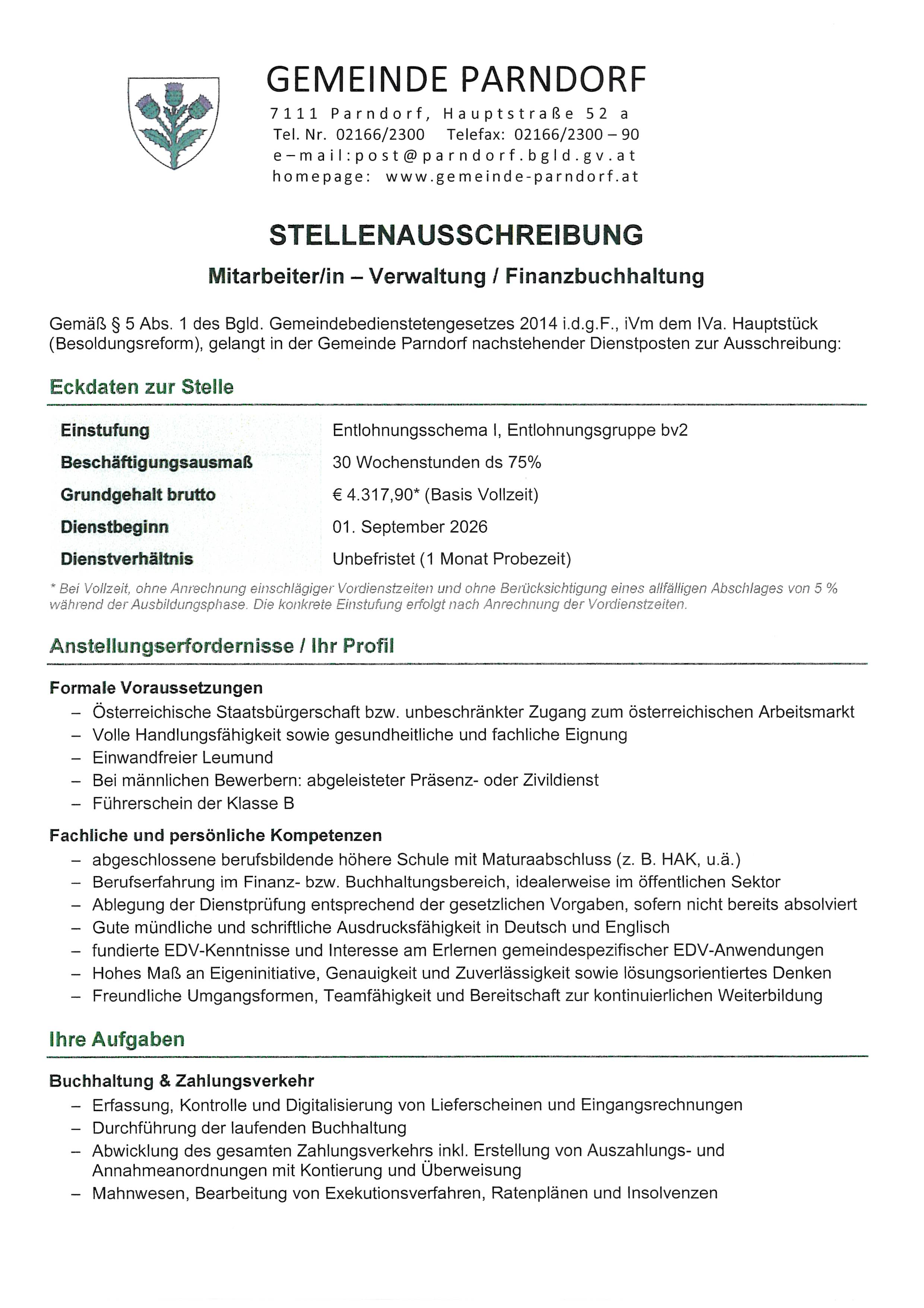 Stellenausschreibung Seite 1