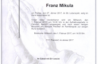 Mikula Franz im 89. Lebensjahr