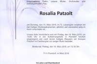 Patzolt Rosalia im 72. Lebensjahr