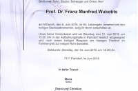 Wuketits Franz Manfred im 64. Lebensjahr