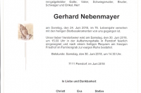 Nebenmayer Gerhard im 76. Lebensjahr