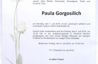 Gorgosilich Paula im 82. Lebensjahr