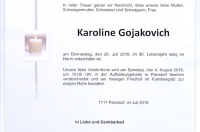 Gojakovich Karoline im 90. Lebensjahr