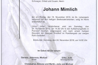 Mimlich Johann im 84. Lebensjahr