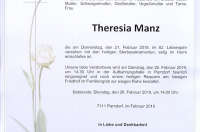 Manz Theresia im 82. Lebensjahr