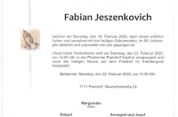 Jeszenkovich Fabian im 89. Lebensjahr