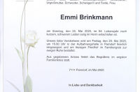 Brinkmann Emmi im 84. Lebensjahr