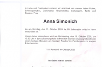 Simonich Anna im 89. Lebensjahr