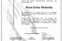 Wuketits Anna Erika im 91. Lebensjahr