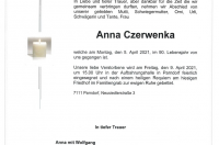 Anna Czerwenka im 90. Lebensjahr