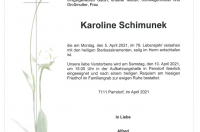 Karoline Schimunek im 79. Lebensjahr