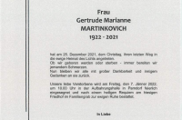 Martinkovich Gertrude Marianne im 99. Lebensjahr