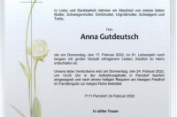 Gutdeutsch Anna im 91. Lebensjahr