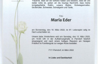 Eder Maria im 67. Lebensjahr