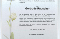 Rauscher Gertrude im 78. Lebensjahr